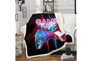 Tbrand Spielthema Muster Flanell Fleecedecke Gamepad Kuscheldecke für Kinder Jungen Männer Modern Gamer Decke 150x200cm Videospiel-Controller-Aktionstasten Bunt drucken Coole