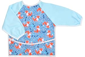 RUNDAGO fartuch malarski dla dzieci wodoodporny, przedszkolny z długim rękawem i kieszeniami, do malowania szkoły artystycznej, kuchni