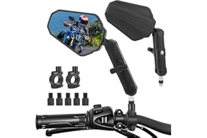 Heart Horse Rétroviseurs Moto, Anti-Glare Retroviseur de Moto Guidon avec E24 Homologué, 7/8" Rétroviseurs Pliable Moto avec Filetés M8 M10, Retroviseur de moto pour Enduro Aventure Scooter ATV Quad