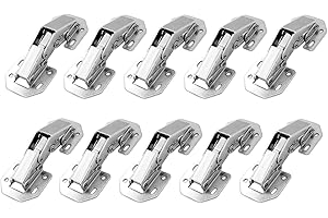 LIKERAINY Petit Charnière à Visser avec Ressort 90 Degré Charnieres Fermeture Automatique pour Portes Légère Complètement en Applique et Rentrant de Meubles Armoires Cuisine Lot de 10