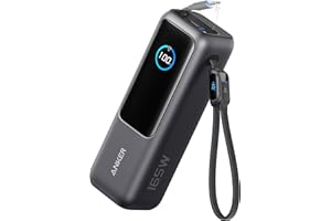 Anker Laptop Power Bank, zewnętrzna bateria 25 000 mAh z 3 portami USB-C o mocy 100 W do ładowania wielu urządzeń, zintegrowany + zwijany kabel, do iPhone'a 16/15, MacBooka, Samsunga i innych urządzeń