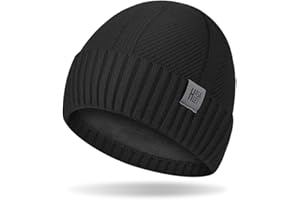 HASAGEI Bonnet en Tricot Thermique pour Homme et Femme avec Doublure Chaude en Polaire - Bonnet d'hiver Moderne Doux et élastique - pour Le Sport de Plein air Shopping Course à Pied et Le Ski