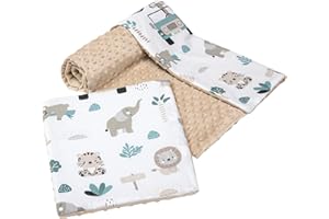 Medi Partners Kocyk dziecięcy z poduszką 100% bawełna Minky dla dzieci dwustronna 75 x 100 + 35 x 30 cm, wielofunkcyjny zestaw na łóżko