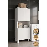 Teta Home Kirli &Ccedil;amaşır Sepetli Banyo Kiler &Ccedil;ok Ama&ccedil;lı Dolap Beyaz