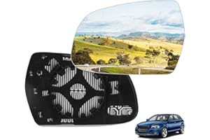 DBREAKS Cristal De Retrovisor Calefactable, Audi A3&A4L&A5, Cristal de Espejo reemplazar, Lente de marcha atrás espejo, Cristal de espejo retrovisor de repuesto(Izquierda)