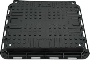 Megaa store Kanaldeckel Kunstoffdeckel Schachtdeckel | 700mmx700mm KL-A15 Gully Brunnendeckel Kunststoffschacht Schachtabdeckung Kontrollschacht (Schwarz)