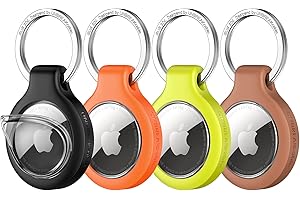 UNBREAKcable Porte Clé pour Airtag 2021 [Lot de 4] Coque de Protection pour Airtags avec Cercle [avec Couvercle TPU Ttransparent] [Anti-Perte &Anti-Chute & Anti-Rayures] pour Clés/Sacs/Chat/Chien