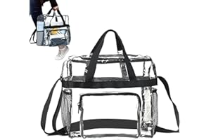 Huasean Large Clear Tote Bag for Women Men | Waterproof Transparent shopping bag | Clear Backpack with Adjustable Shoulder Strap and Zipper Closure for Stadium, Work, Sports Games, Concert