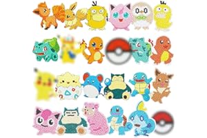 PHILOCTES 24 Stück Diamantmalerei Kinder, Cartoon Theme Diamant Malerei Kits，Crystal Diamond Painting, Rosa Gelb Diamant Malerei Set, DIY Voller Crystal Strass Diamantmalerei Set für Erwachsene Kinder