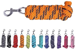 netproshop Anbindestrick Pferde Führstrick mit Karabinerhaken 2 Meter, Farbe:Orange