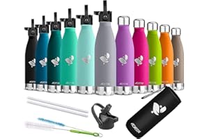 AORIN Wysokiej jakości izolowane próżniowo butelki na napoje ze stali nierdzewnej - 24 godziny chłodzenia i 12 godzin lakierowania proszkowego, odporne na zarysowania, łatwe do czyszczenia