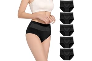 HAVVIS Women's High Waist Knickers Ladies Cotton Briefs Underwear Full Back Coverage Panties Plus Size Multipack