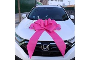 Chexin Riesige Autoschleife - XXL 76 cm, Große Rosa Schleife für Auto Fahrrad Weihnachten Große Geschenk Hochzeit Party Feier, Große Masche, Geschenkschleife mit 185 cm Bänder - Hält mit Saugnapf
