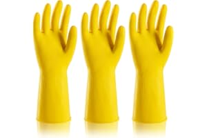 ThxToms 3 Pairs X-Large Cleaning Gloves, Reusable Natural Rubber Dish Gloves, Durable Waterproof Design for Kitchen, Bathroom & Dishwashing, Multipurpose & Comfortable To Use