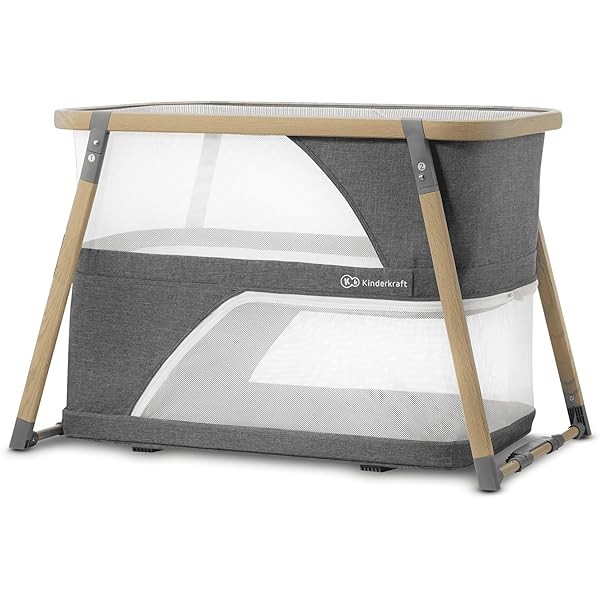 Kinderkraft Joy 2 Baby Cot - Dark Gray Modern Nursery Bed | Polyester Construction