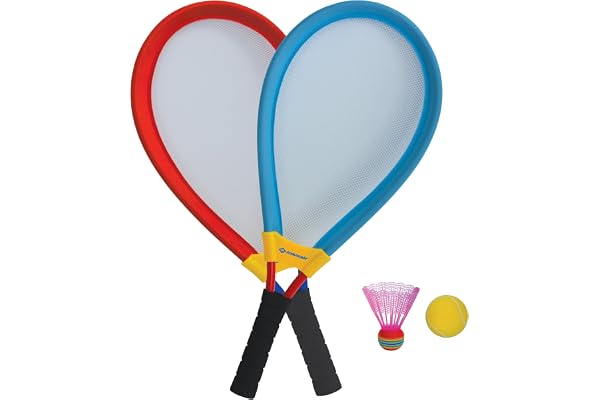 Schildkröt Set de Raquettes Géantes, Deux Raquettes de Badminton Surdimensionnées avec Un Filet Élastique, Une Balle Souple et Un Volant Coloré, 970150