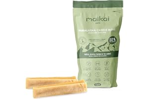 MAIKAI Pack Friandises Chien L – 2 Os Fromage Yak Mastication Longue Soin Dentaire Recette Himalaya Naturelle – pour Chiens pesant Entre 15 et 20 kg.