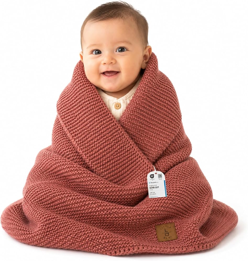 Little Dedi Yumuşak Örme Bebek Battaniyesi 30x40 inç – Oeko-Tex Sertifikalı | Nefes alabilen kundak ve yeni doğanlar için battaniye, beşik ve bebek arabası için, makinede yıkanabilir