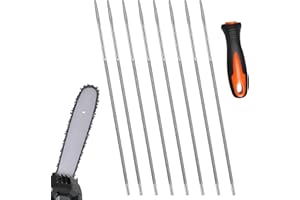 HOMEJOY 8 Stück Feile für Kettensäge 4 mm Kettensägefeile Sägeketten Rundfeile mit Plastik Griff Harter Stahl Rundfeile für Instandsetzen und Schärfen 3/8" Kettensägen Rasenmäher