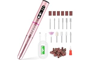 GUPAY Electric Nail Files, Cordless Rechargeable Nail Drill Machine for Natural Acrylic Gel Nails, Professional Portable Efile Manicure Pedicure Kit for Girl Women Home Use Beginners (Light Purple)