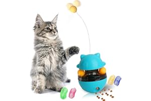 YGACHE Katzenspielzeug Selbstbeschäftigung Interaktives 3 In 1 Katzen Spielzeug Katzenfutterspender Toys Tumbler Katzenspielzeug Katze Leckerlis BäLle Mit Katzen Feder Neckerei Stock FüR Fütterungstraining