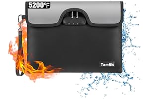 Tamfile Bolsa de documentos ignífuga de 4500 °F con cerradura, bolsa de dinero resistente al agua de 13.2 x 10 pulgadas con cremallera, bolsa de almacenamiento segura ignífuga con tira reflectante