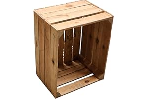 Teramico Holzbox Apfelkiste Obstkiste Weinkiste Holzkiste Vintage Shabby bürstenrein und stabil 50x40x30cm (Einzeln)