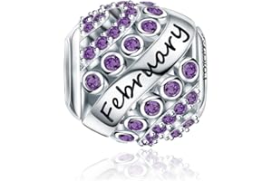 FOREVER QUEEN Women's Birthstone Charms for Bracelet 925 Sterling Silver Bead Charms,Birthday Gift With Jewelry Box
