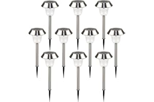 GY-LIGHTING CISTWIN Confezione da 10 LED Bianco Acciaio Inossidabile Pannello Solare Alimentato a energia Solare Pendente Luci Lanterne per Giardino Patio Outdoor CIS-57453-PACK10W