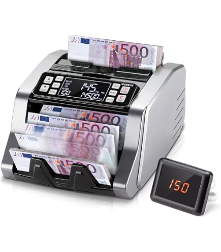 Securina24 Geldzählmaschine SR7700 – Wertzähler Für Gemischte Scheine Mit UV/MG/IR-Prüfung, Bis 1000 Scheine/min
