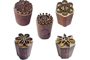 Royal Kraft Floreale Ottone Legno Stampa Timbri (Set di 5) - DIY Tessuto, Argilla, Ceramica Blocchi BHtag0020