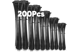 200 Stück Kabelbinder Schwarz Set,100/150/200/300 mm(je 50 Stück),Highwings Nylon Verschiedene Größen Super Haltbar Selbsthemmend Kabelbinder für Kabelmanagement,Gartenarbeit,Wohnen,Werkstätten