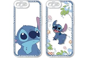 OMYZO [2 Confezioni] Cover per iPhone 7 Plus/8 Plus 5,5",Cartone Animato Stitch Case con Anime Carino Modello,Morbida TPU Silicone Antiurto Trasparente Protezione Custodia Compatibile con iPhone 8 Plus