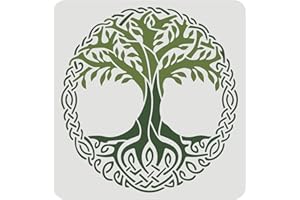FINGERINSPIRE Tree of Life Stencil Template 30x30cm, Reusable Plastic Drawing Painting Stencils, Large Square Tree Sign Drawing Stencils for Painting on Wood, Wall, Furniture, Fabric and Tile