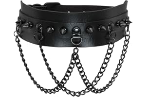 MILAKOO Cool Rivet Spike Studed PU Leather Choker Necklace Alloy Chain for Goth Punk Rocker