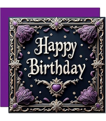Carte D'anniversaire Gothique Pour Fille – Motif Ballon Noir, Carte épaisse 350g/m², Fabriquée Au Royaume-Uni - 10