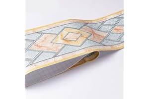 Banggo, Carta da parati per bordo impermeabile con motivo 3D, rimovibile, autoadesiva, per cucina, bagno, adesivo da parete, 10,6 x 500 cm, colore blu