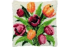 ROCKY&CHAO Tapis noué à faire soi-même avec coussin - 43 x 43 cm - Housse de coussin - Pour adultes et enfants - Accessoire de maison (robot