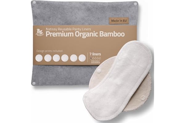 Protèges Slip Lavables Réutilisables en Viscose Bio pour Pertes Blanches (S, x7); FABRIQUÉS en UE, Lavables à Haute T°, 100% Respirants, Protection Féminine SEULEMENT pour Usage Quotidien (Sans PUL)