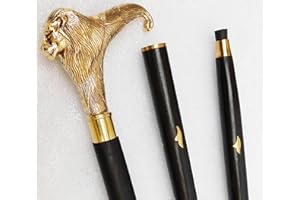 Alfiya Nautical Store Bastone da Passeggio in Legno di Rosa Indiano con Manico in Ottone, 36 cm, Nero