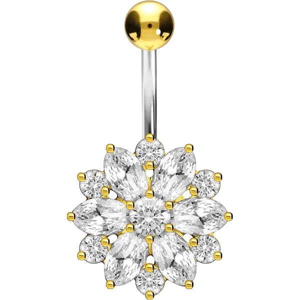 Piercing Per Ombelico In Titanio G23 Con CZ - 14G, Filettato Internamente - Per Pelli Sensibili - Foto 4