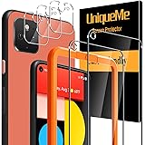 [5 Pack] UniqueMe Screen Protector for Google Pixel 5 With 3 Pack Camera Lens Protector and 2 Pack Tempered Glass [Case Frien
