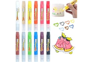 SHUOHONG 12 Pièces Candle Pen Set, 10ml Crayons de Cire pour Bougies, Pointe Fine Premium Bougie Stylos, Colorant pour Bougie pour Peinture DIY, Peinture Sur Céramique, Peinture Sur Bougie