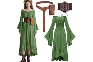 kasahara Medieval Clothing Women's Elegant Retro Vest Dress Renaissance Fairy Costume Victorian Dress Gothic Witches Maxi Wedding Dress Carnival Fancy Dress Costume