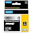 DYMO Rhino Industrial Permanent Polyester Labels | 12mm x 5.5m | Black Print on Metallic | for Rhino & LabelManager Label Makers