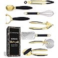 Black and Gold Tool Set- Luxe 8PC Kitchen Gadget Set with Anti-Slip Handles, Gold Utensils Set - Black and Gold Kitchen Accessories Includes Gold Can Opener, Gold Pizza Cutter, Gold Whiskââ‚¬¦