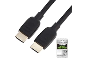 Amazon Basics Kabel HDMI, o wysokiej prędkości 48 Gb/s, 8K@60Hz, 4K@120Hz, pozłacane wtyki, obsługuje Ethernet, 1,8 m, czarny