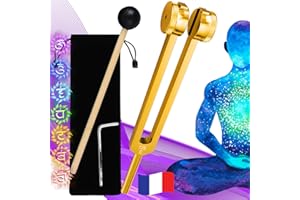 MAJESTIC'S Diapason Medico/Curativo 128 Hz Professionale in Alluminio Dorato, per la Terapia del Suono di Meditazione Yoga, Strumento con Martello e Custodia inclusa [Soddisfatti o rimborsati a vita]