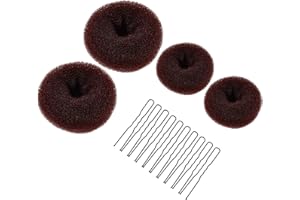 JIAMAOHUA 4 Pcs Hair Donut Hair Bun Maker Set with 10Pcs Hair Pins,2 Size Hair Bun Shaper Set Doughnut Hair Bun Donut for Chignon Bun Maker Hair Ring Style Accessories for Girls Kids(Brown)