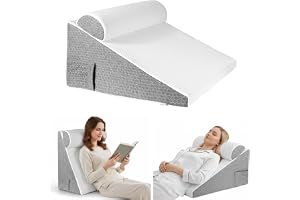 SLIGUY Bed Wedge Triangle Pillow, Folding Foam Triangle Pillow for Sleeping, Reading, Watching TV, Adjust back support pillow on bed, kudde sitting up with neck pillow